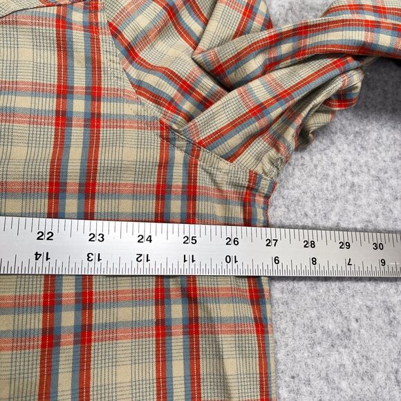 Stio Shirt Mens 2XL Hayden Orange Plaid Flannel Western Pearl Snap Long Sleeve - Picture 3 of 12